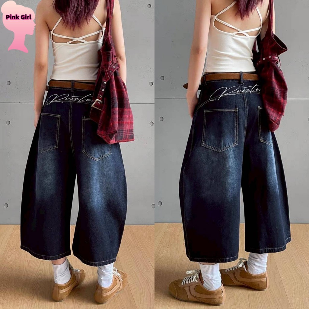 💋Pink girl💋​พร้อมส่ง กางเกงยีนส์ กางเกงคาร์โก้ ยีนส์เข้ม ดีเทลแต่งหลัง ' NZ1959