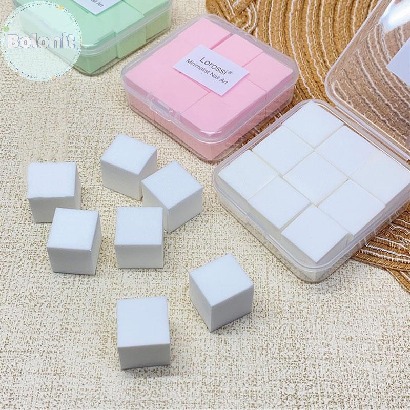 Bolonit 2 ซม./0.79in Soft Nail Art ฟองน้ํา 9 ชิ้น/กล่องเล็บ Stamper Gradient Effect ภาพวาดเจล Halo ย