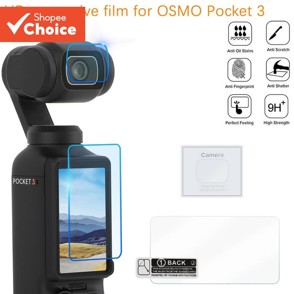 ฟิล์มกระจก HD สําหรับ DJI Osmo Pocket 3 Tempered G lass ด้านหน้าด้านหลังป้องกันหน้าจอเลนส์ฟิล์มป้องกันอุปกรณ์เสริม