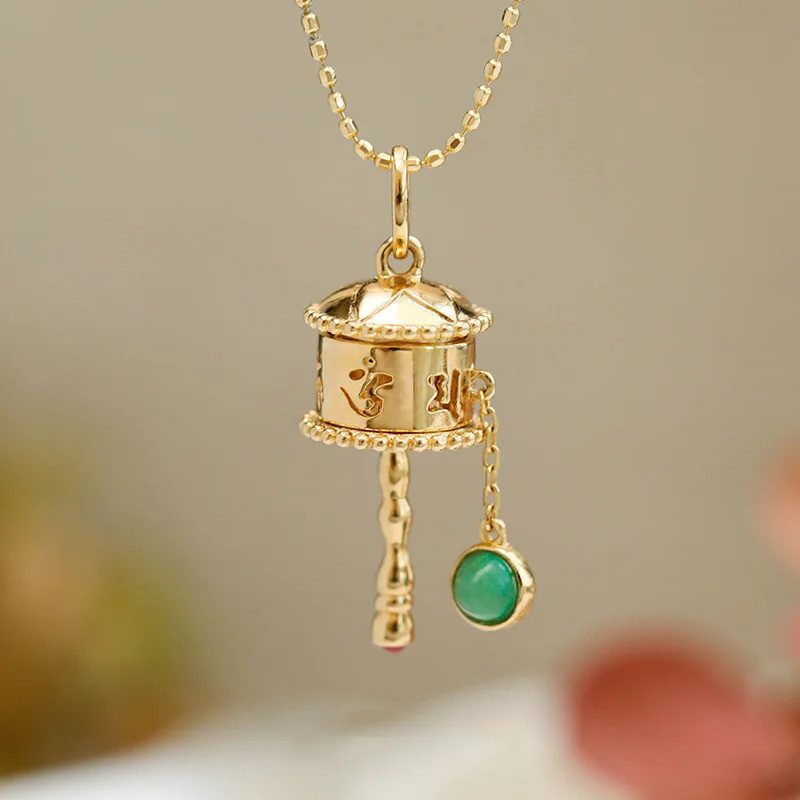 Stainless Steel Om Mani Padme Hum Prayer Wheel Mantra Buddhism Rotatable Pendants Necklace Earring B