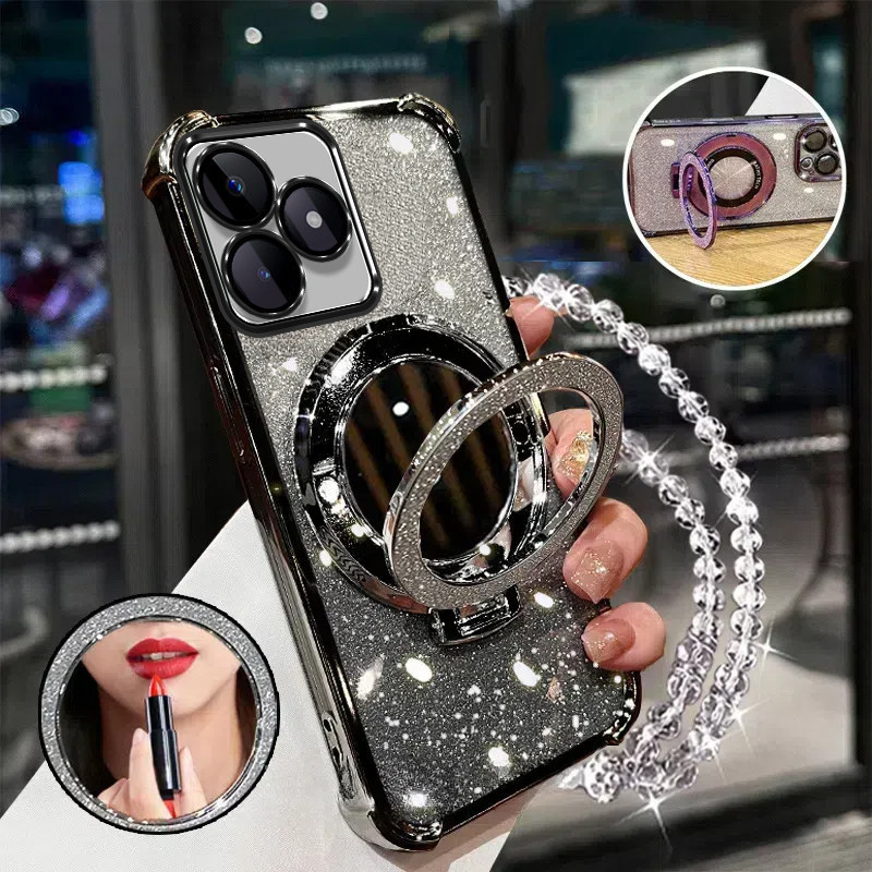 เคสสําหรับRealme C53 C51 C63 C61,NOTE 50 สี่มุมกันกระแทกเคสโทรศัพท์ 3Dกระจกแต่งหน้าผู้ถือสร้อยข้อมือใหม่Softcase ราคา ถูกที่สุด ดีลบีเคเค แกลเลอรีภาพที่ 2
