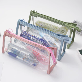 กระเป๋าเก็บเครื่องเขียน pvc กระเป๋าซิปล๊อค ขนาดใหญ่ กันน้ำ ใส่ของได้เยอะ ใส่ดินสอ ปากกา เครื่องเขียน BS52