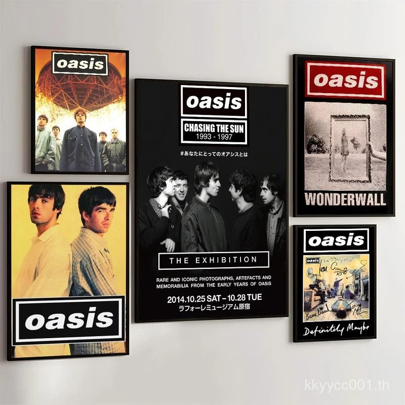 1 ชิ้น โปสเตอร์วงดนตรี Hot Oasis โปสเตอร์ติดหนังสือเรื่องย้อนยุค สติ๊กเกอร์กระดาษคราฟท์ DIY สำหรับห้อง บาร์ คาเฟ่ ศิลปะตกแต่งผนัง CJA7