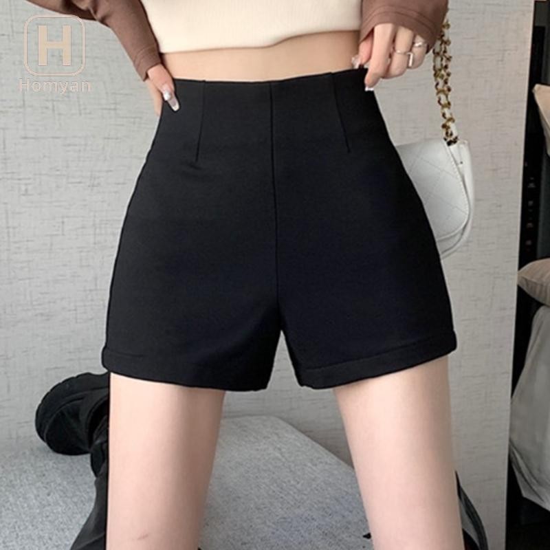 Tianyuaneee แฟชั่นเอวสูงชุดสูทสีดําอเมริกันสาวร้อน Slim Wear ฤดูร้อนกางเกงขาสั้นร้อน Well