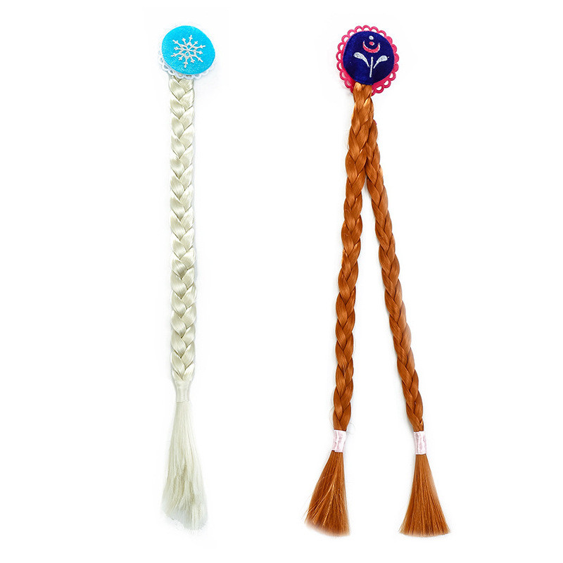 เด็กวิกผมแช่แข็งถักเปียเด็กทารกของขวัญวันเกิดการแสดงบนเวทีแต่งตัวเอลซาเจ้าหญิงอุปกรณ์ผมปลอม