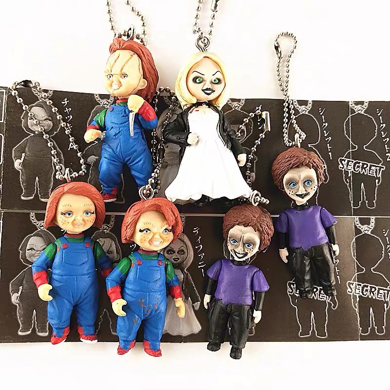 6 ชิ้น/เซ็ตเด็กเล่น Key Chain Mike Norris Karen Barclay Chucky Andy Barclay Jack Santos รุ่น Q PVC ตัวเลขการกระทําตุ๊กตาของเล่น