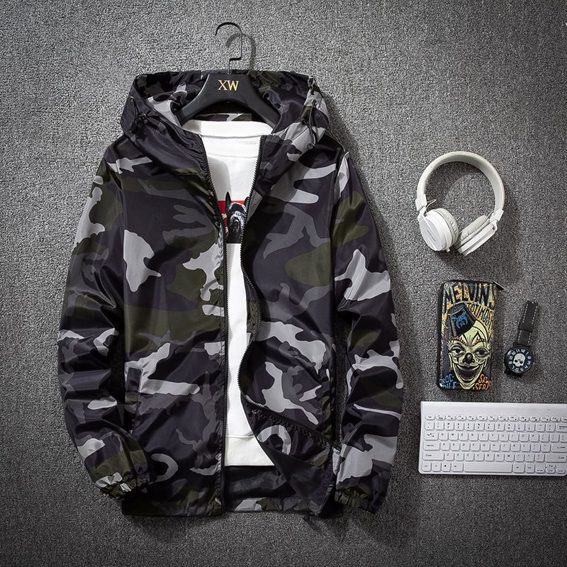 Cool Camo Hoodie พร้อมซิป-เหมาะสำหรับการออกนอกบ้านในช่วงฤดูร้อนและชุดลำลอง