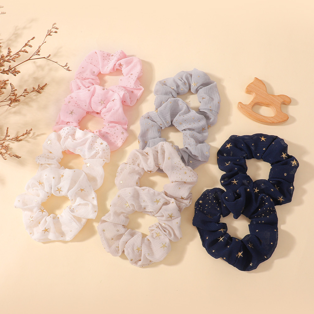 2pcs Shiny Star ชีฟองผม Scrunchies ผู้หญิงยืดหยุ่นยางผมสาวผู้ถือผมหางม้าผมผูกเชือกอุปกรณ์เสริมผมใหม่