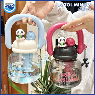 Paus Biru - Botol Minum 800ml Transparan Karakter Lucu Snager Tumbler Infused Handle Linlin Tritan [Medan Ready Stock]