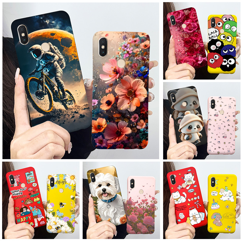 สําหรับ Xiaomi Redmi S2 กรณี Redmi Y2 ซิลิโคนนุ่มน่ารักการ์ตูน Panda ดอกไม้รูปแบบเคสโทรศัพท์สําหรับ Xiomi Redmi S2 Y2 RedmiS2 Capa