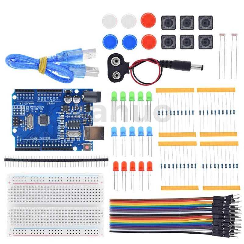 ชุดเริ่มต้นสําหรับ UN0 R3 เริ่มต้น 13 ใน 1 ชุดเริ่มต้น Mini Breadboard ไฟ LED จัมเปอร์ปุ่มลวด