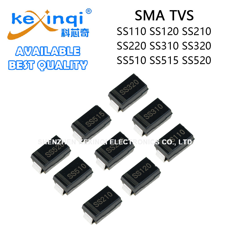 (20 ชิ้น) SS110 SS120 SS210 SS220 SS310 SS320 SS510 SS515 SS520 SMA TVS ไดโอด SMD Transient แรงดันไฟ