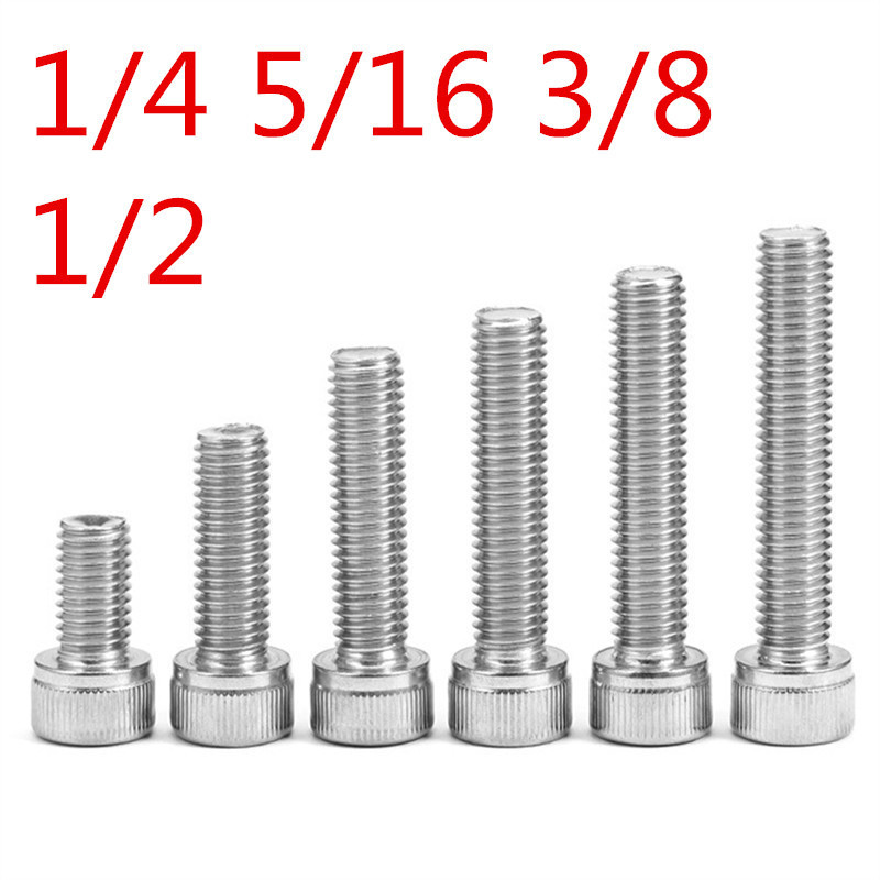 304 สแตนเลส UNF นิ้วหกเหลี่ยมซ็อกเก็ตสกรูสกรูอเมริกัน UNC ด้ายละเอียด American Standard Bolt 4#6#10#1/4