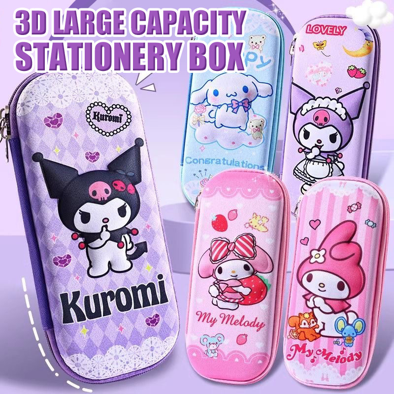 กล่องเครื่องเขียน Kuromi/Melody กล่องดินสอ ลายนูน 3D ผ้า ลายการ์ตูน ลายอเวนเจอร์ จุของได้เยอะ สำหรับเด็ก ๆ