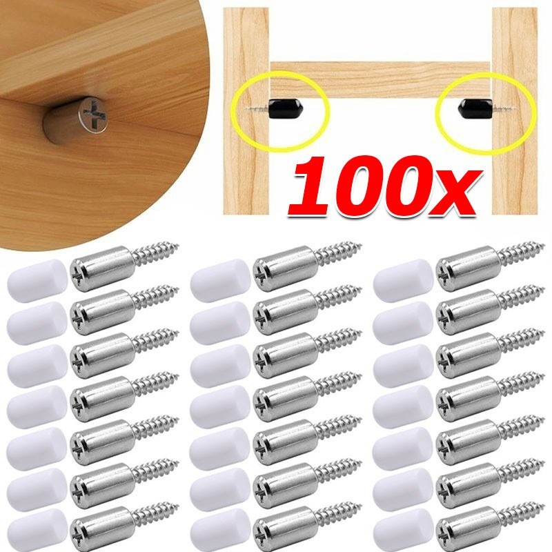 สกรูเกลียวปล่อยแบบไขว้พร้อมปลอกยาง 100ชุด / ตะปูรองรับฉากกั้นกันลื่น / ขายึดชั้นวางตู้