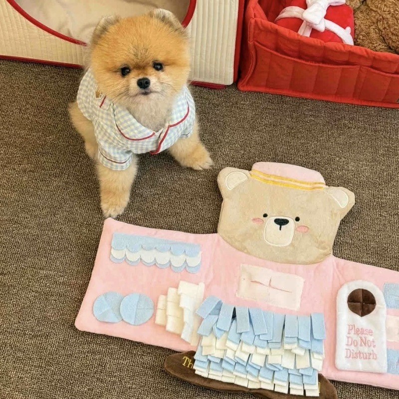 ของเล่นสุนัขหมี Snuffle Mat ตุ๊กตากลิ่นเกม Sniffing Crinkle กระดาษ Squeaky ของเล่นฝึกดมกลิ่นแบบ Interactive รางวัลสําหรับลูกสุนัขและสุนัข