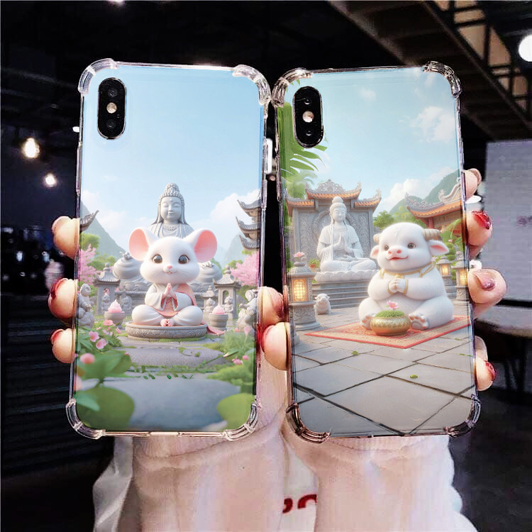 Tiny Ox Buddha Case 12 Zodiac Animals 512 513 สําหรับ iPhone กันกระแทกป้องกันกล้อง 6/7/8/Plus/X/11/1