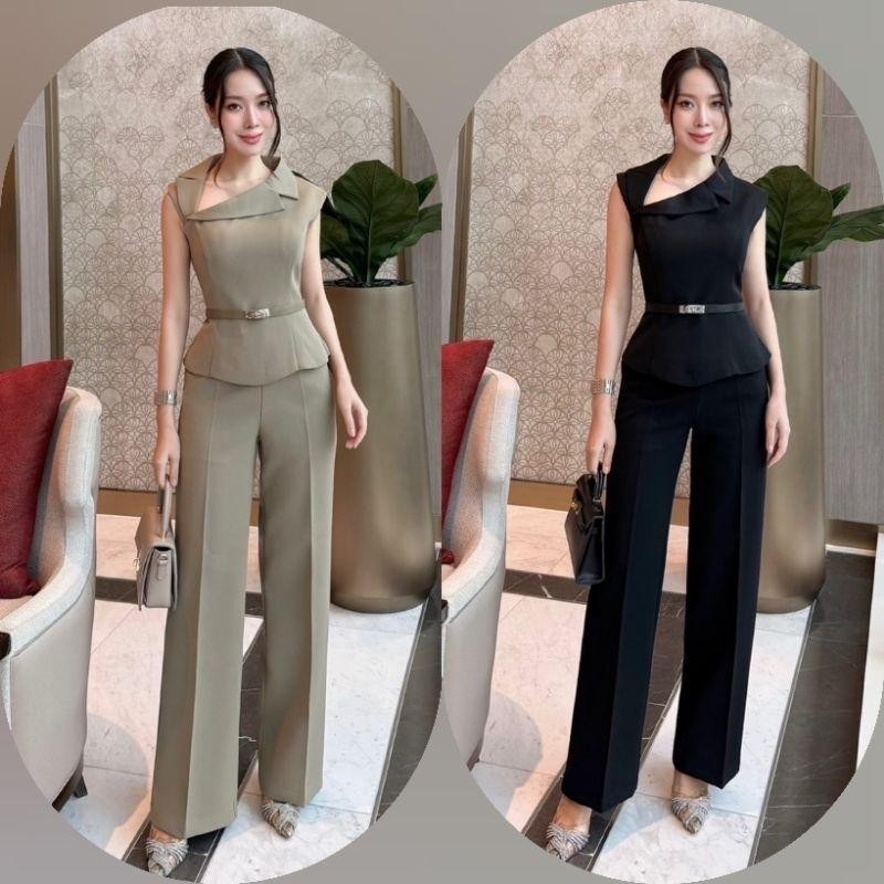 SK.shop (พร้อมส่ง) Shimmer65 66 ชุดเซ็ตเสื้อ+กางเกงขายาวเข้าเซ็ต