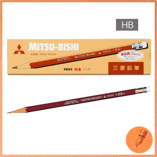 Mitsubishi Pencil Eraser-Combined Pencil 9850 HB 1 dozen K9850HB