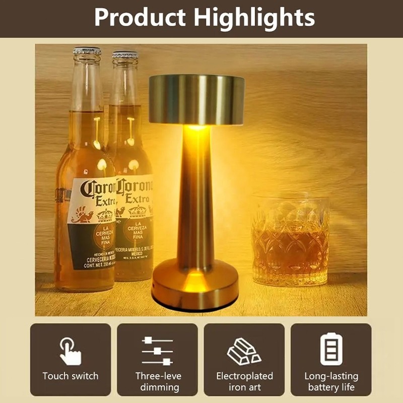 BLIVO โคมไฟร้านอาหาร โคมไฟตั้งโต๊ะ LED มินิมอล ตกแต่งห้อง โต๊ะอาหาร แบบชาร์ หรี่ 3 ระดับ - รูปที่ 2