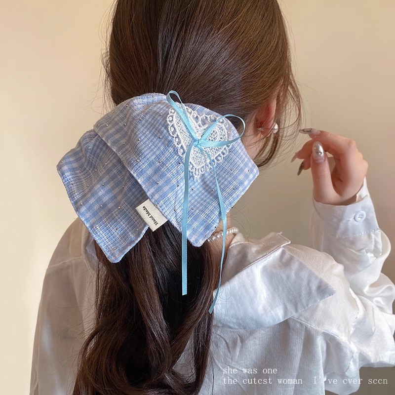 Blue Strips หางม้า Scrunchies ยางรัดผมเชือกผมยางสําหรับผู้หญิง