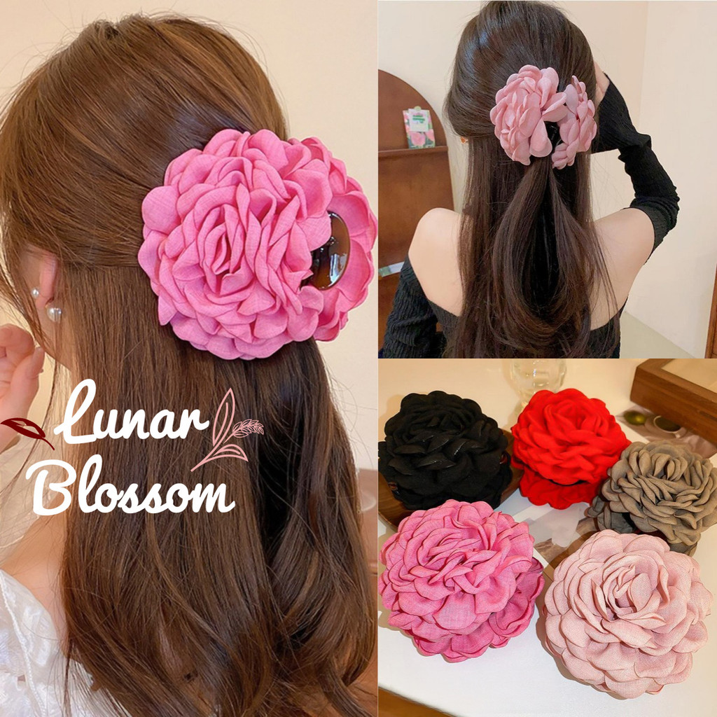 Lunar Blossom🌸สไตล์เกาหลีกิ๊บติดผม🌸ปิ่นปักผมดอกกุหลาบแฟชั่นสําหรับผู้หญิง3D มีให้เลือกหลากหลายสี พร้อมส่งในไทย