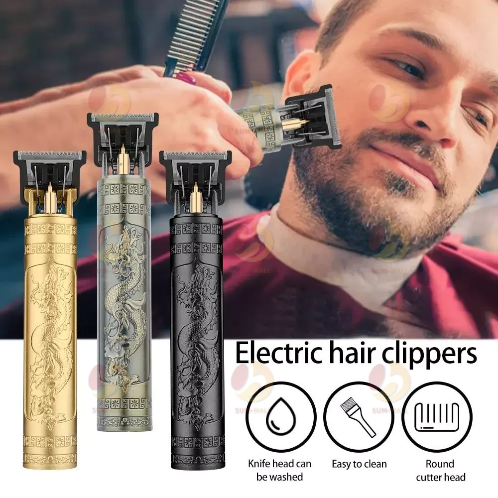 Vintage T9 ไฟฟ้าตัดผมเครื่อง Clipper ผม Professional Men เครื่องโกนหนวดชาร์จตัดผม Trimmer สําหรับชาย Dragon Buddha