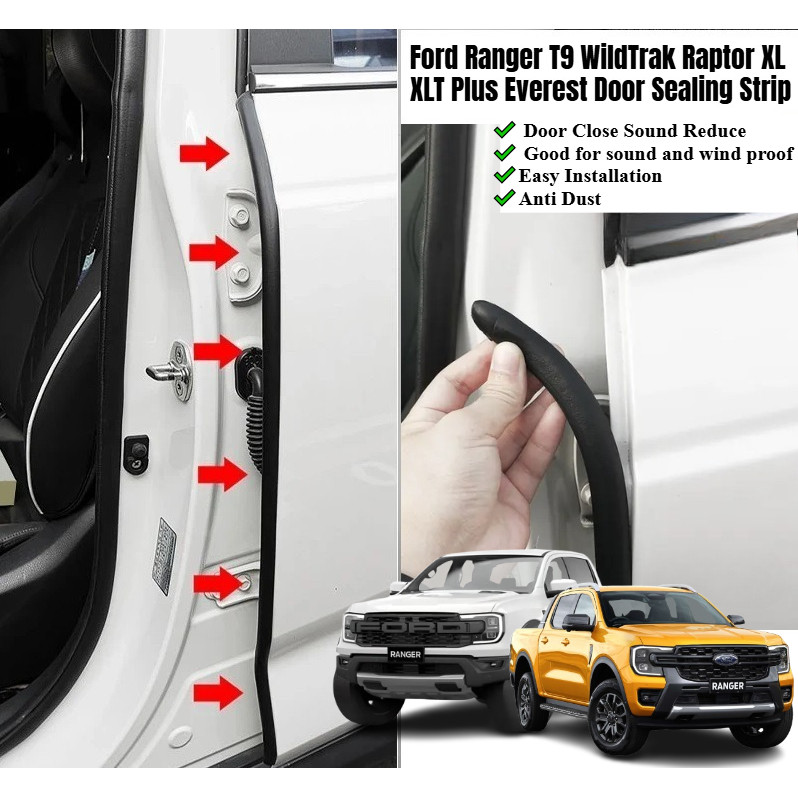 Ford Ranger T9 WildTrak Raptor XL XLT Plus Everest ประตูรถยางกันเสียง B เสาซีลยางและ Anti Dusk(2 ชิ้น)