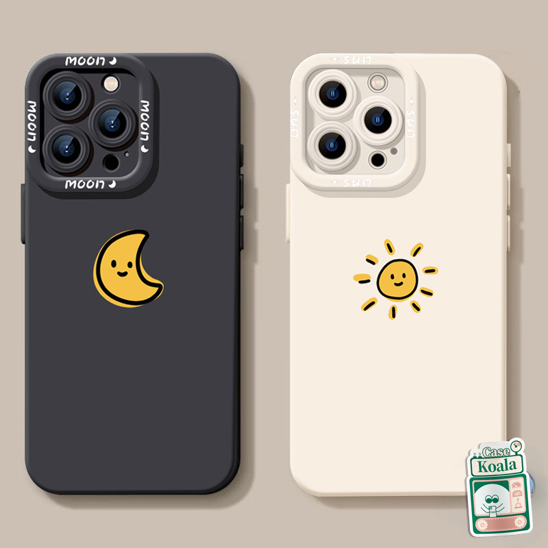 สำหรับ IPhone 16 15 13 11 12 14 Pro Max 7 8 16 15 Plus XR XS X Max SE การ์ตูนดวงจันทร์ดวงจันทร์คู่
