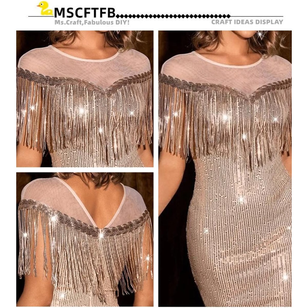 1 หลา Sparkly เลื่อมพู่ริบบิ้น Sequins Fringe Trim Spangle Paillette ผ้าลูกไม้สําหรับเย็บผ้า, Home Decor Party Dress Stage เครื่องแต่งกาย Embellishment ราคา ถูกที่สุด ดีลบีเคเค แกลเลอรีภาพที่ 6