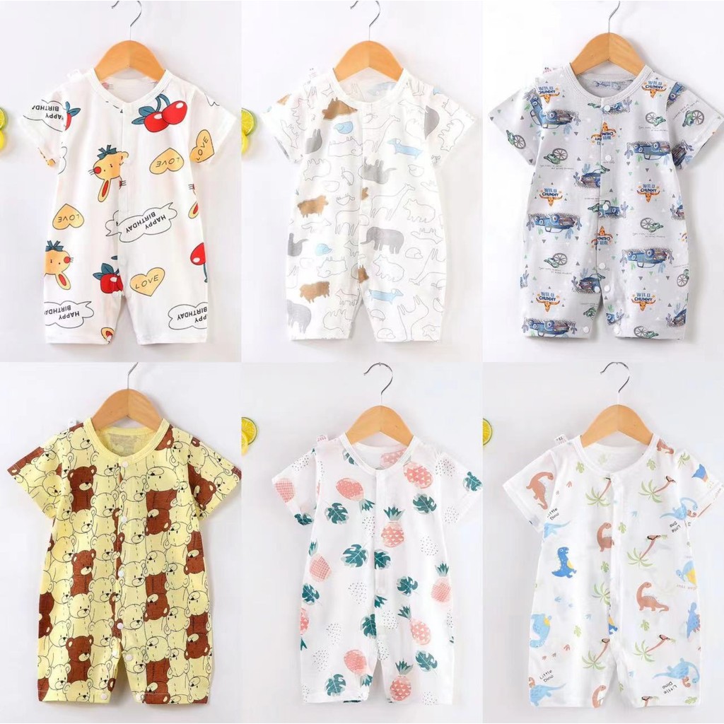 2025 ใหม่ Baby jumpsuit ทารกแรกเกิดปีนเขาสวมใส่แขนสั้นบาง ha ha เสื้อผ้าเด็กทารกห่อผายลมเสื้อผ้าผู้ช