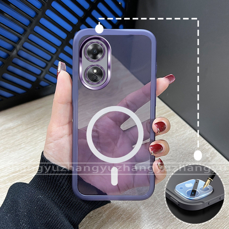 สําหรับ OPPO A17 A17K A97 5G เคสโทรศัพท์ 2025 เลนส์กันกระแทกฟิล์มใหม่ขดลวดแม่เหล็ก softcase MY01