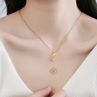 คุณภาพสูงแฟชั่น Classy Full Diamond Four-Leaf Clover พู่สร้อ…