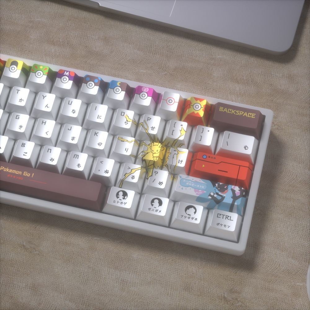 Pokemon Keycap 125 คีย์โปรไฟล์เชอร์รี่ PBT Wooting EZ63 Mad68 Aula F75 Mechanical Metal Feeling Keyc