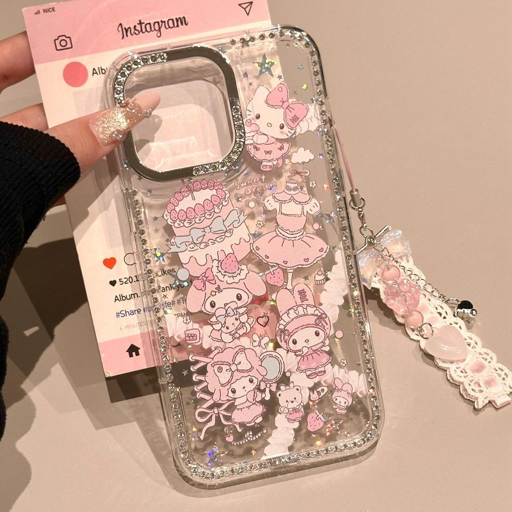Huiwanju Maid kt melody การ์ตูนน่ารักสําหรับ iphone16promax 15pro เคสโทรศัพท์มือถือ 14 กรอบเพชร 13 ฝาครอบป้องกันป้องกันการตก 16 ดูดีสุดๆ 15 ไอเดียใหม่