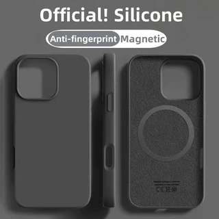 หรูหราซิลิโคนเหลวแม่เหล็กเคสโทรศัพท์ สําหรับ iPhone 16 16E 15 14 13 12 11 Pro Max 16 Plus สีทึบกันกระแทกกันชนนุ่มปก