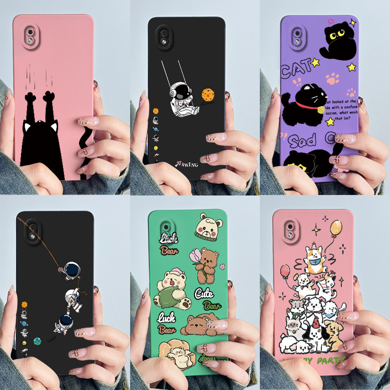 SAMSUNG กรณีสําหรับSamsung A01 Coreน่ารักนักบินอวกาศรูปแบบการ์ตูนซิลิโคนเหลวSoft TPUเคสโทรศัพท์สําหรับSamsung Galaxy A01 Core SM-A013Fปลอก
