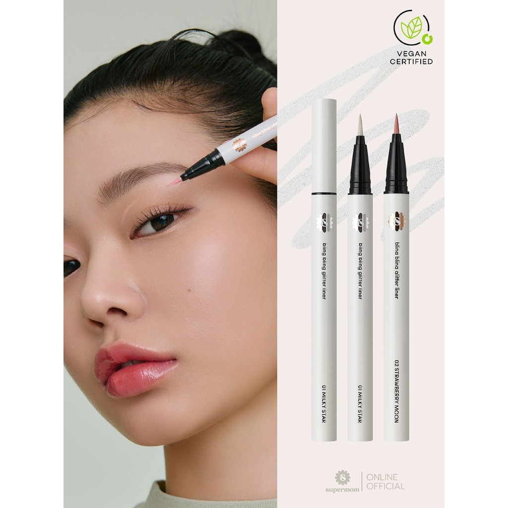 +- SUPERMOM l BLING BLING GLITTER LINER กลิตเตอร์ ไลน์เนอร์ แบบแท่ง จากประเทศเกาหลี VEGAN แท้ ปริมาณ