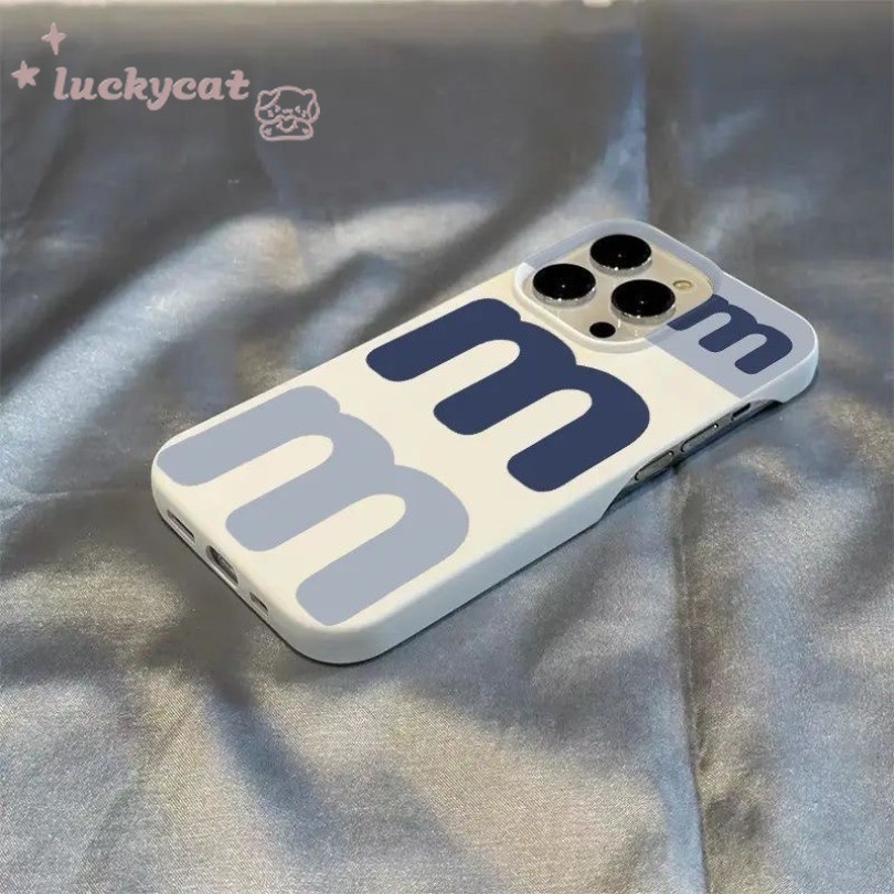 เข้ากันได้กับ iPhone 16 15 14 13 12 11 Pro Max X Xr Xs Max 7 8 Plus SE2020 เคสโทรศัพท์ Ins M ครึ่งแพ็คนุ่มปกหลัง