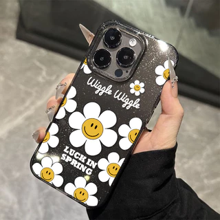 เคส iPhone 16 17 PRO ใสแวววาวด้วย TPU นุ่มสีสันสดใส พร้อมลายดอกทานตะวันสีรุ้งสุดน่ารัก เข้ากันได้กับ iP11 12 13 14 15