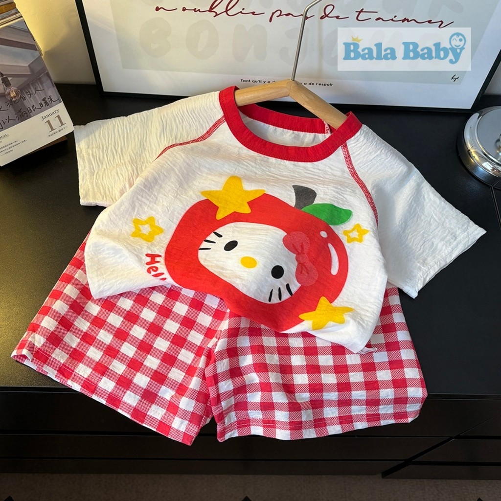 เสื้อผ้าเด็ก ชุดลำลองเด็ก ชุดอยู่บ้านใส่สบาย เสื้อแขนสั้น+กางเกงขาสั้น SIZE80-120CM DXT68 - รูปที่ 3