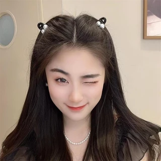ไข่มุกเทียมขนาดเล็กคว้าคลิปสำหรับเจ้าหญิงหัวหน้าผากเรียบ พร้อมคลิปด้านข้างและผูกรองผม