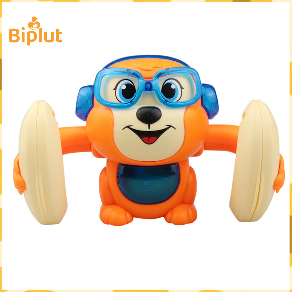 ของเล่นพลิก การ์ตูนสัตว์รูปร่างควบคุมเสียงปลอดภัยไฟฟ้ากลิ้งลิงของเล่นสําหรับทารก