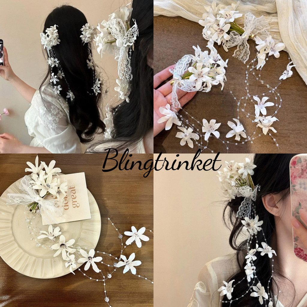 Blingtrinket🌸กิ๊บติดผมลายดอกไม้🌸กิ๊บติดผมดอกลิลลี่ออฟเดอะวัลเลย์จำลอง ตกแต่งผมแฟชั่นสําหรับผู้หญิง