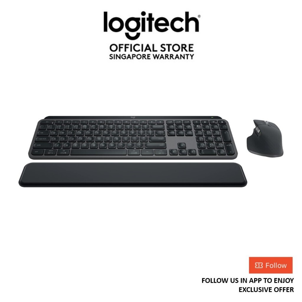 Logitech MX Keys S Bluetooth & Combo Graphite ประกอบด้วย MX Master 3S MX Keys S & MX Palm Rest