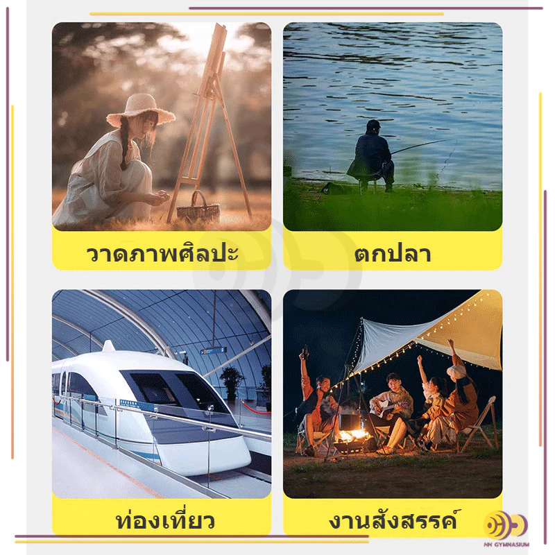 เก้าอี้สนามพับได้ เก้าอี้ปิคนิค เก้าอี้แคมป์ปิ้ง พกพาได้ เก็บใส่ถุง ขาตั้งเหล็ก ผ้าอ๊อกซฟอร์ด เบามาก HH thumbnail 10