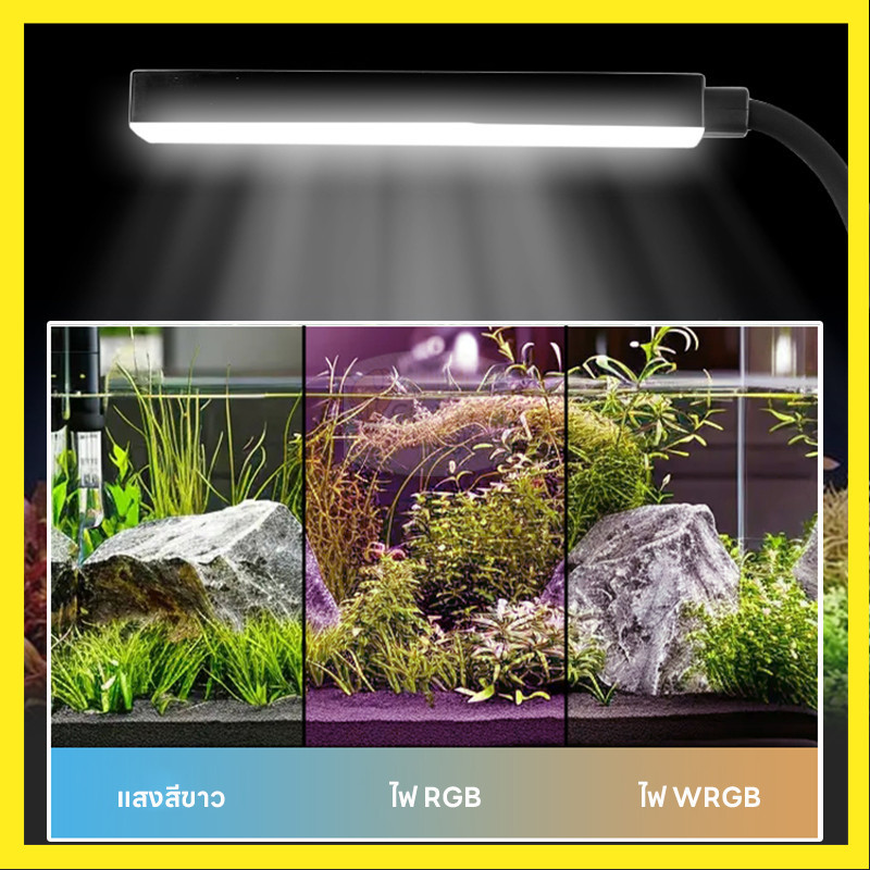 ไฟตู้ปลาเเบบหนีบ แสงนุ่มตา ไม่ทำร้ายสายตาปลา  โคมไฟตู้ปลา LED RGB โคมคลิป กันน้ำสำหรับปลูกพืช Aquarium Fish Tank Light ราคา ถูกที่สุด ดีลบีเคเค แกลเลอรีภาพที่ 8