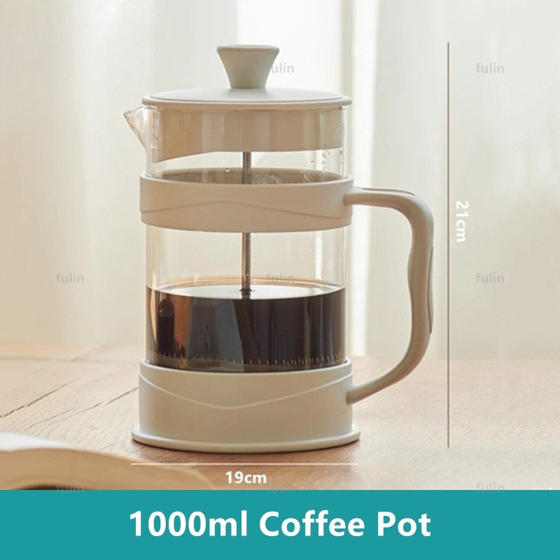 GIANXI 1000ml หม้อกาแฟกดฝรั่งเศสกาน้ําชาแก้ว Espresso Latte เครื่องทําโฟมนม