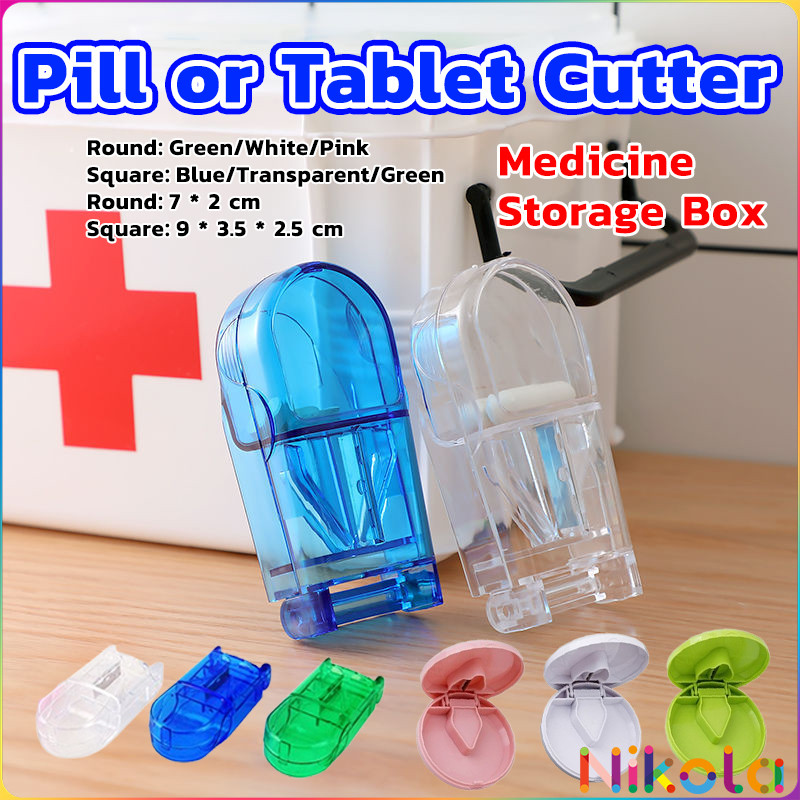 Nikola กล่องตัดยา รุ่นใหม่ ใบมีดคม ที่แบ่งเม็ดยา ที่ตัดเม็ดยา ที่ตัดยา ที่แบ่งยา ตลับใส่ยา pill cutter