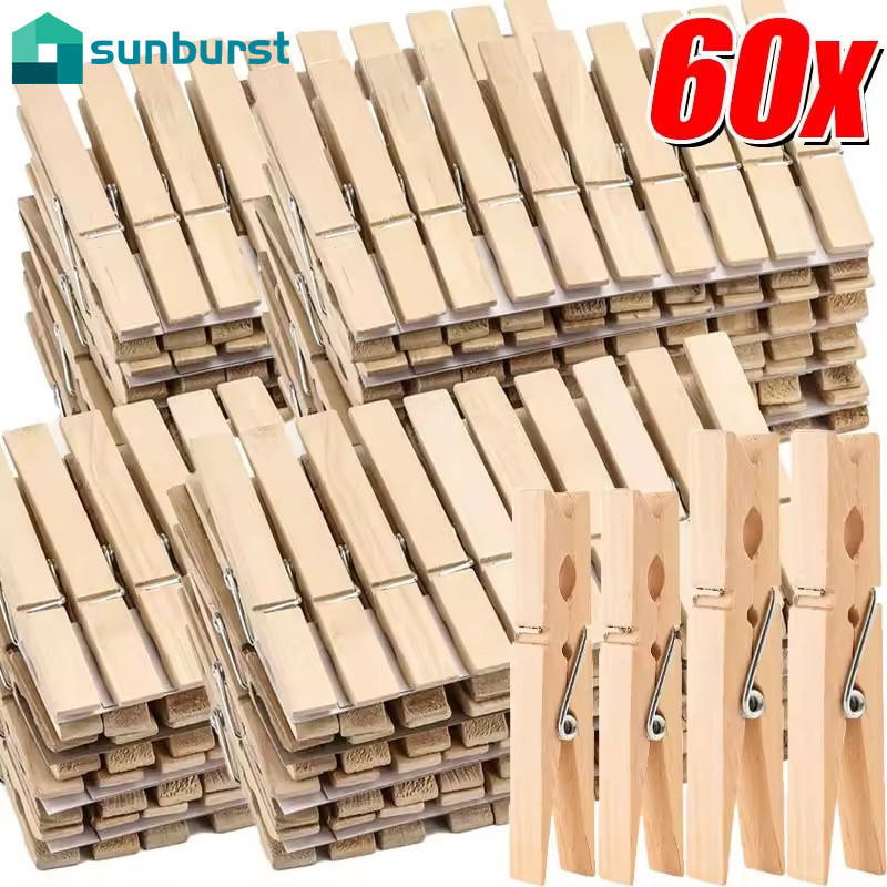 [HGB] ที่หนีบผ้าไม้ไผ่ 20-Pack | ทนทาน คลิปสําหรับซักรีด เสื้อผ้า & ถุงเท้าอบแห้ง 2 ขนาด (6ซม. & 7ซม.)